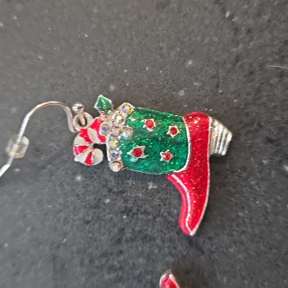 Cowgirl Boot Earrings Christmas Festivities - Picture 2 of 3